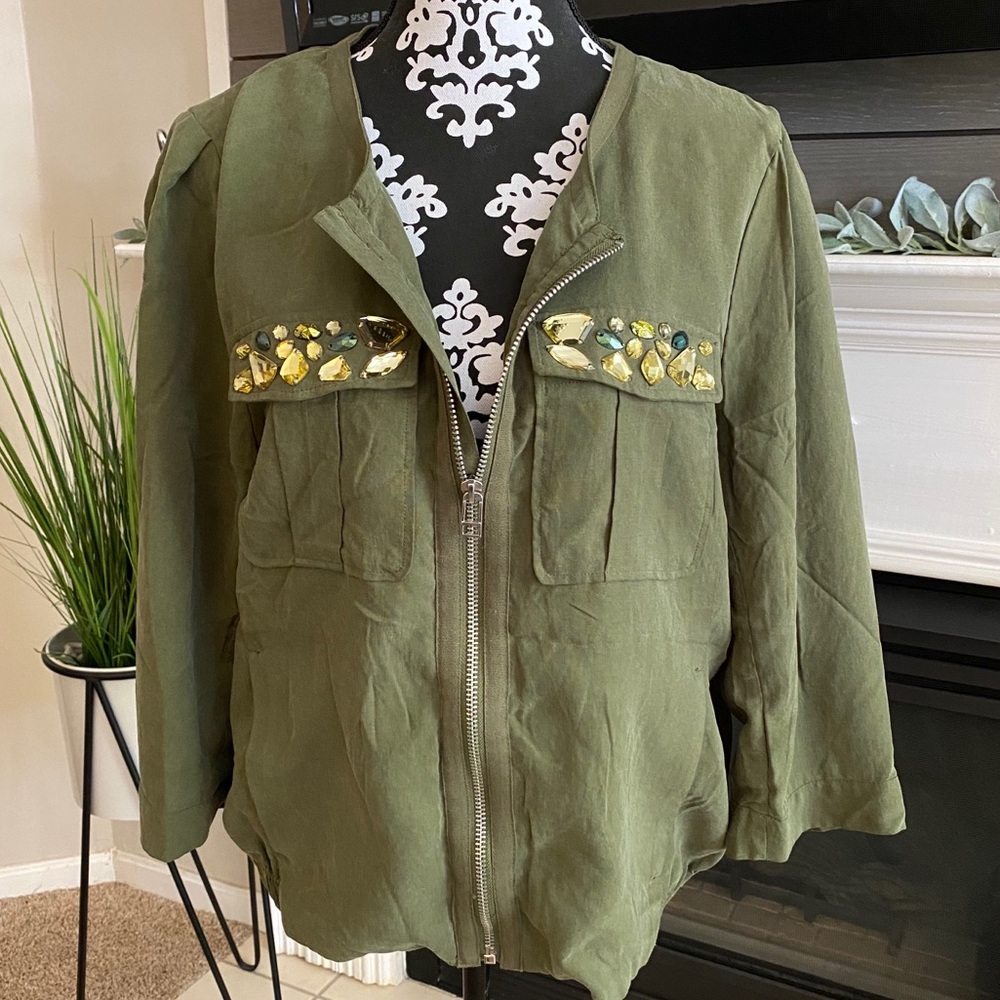 H&M Conscious Collection Green Jeweled Jacket